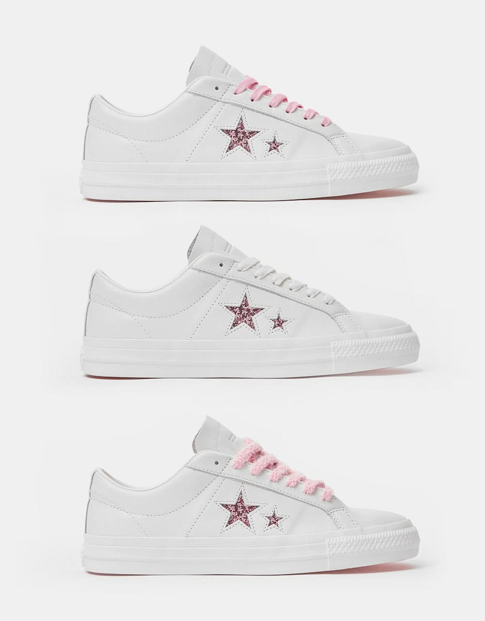 Converse x Turnstile One Star Pro Skateschuhe – Weiß/Rosa/Weiß