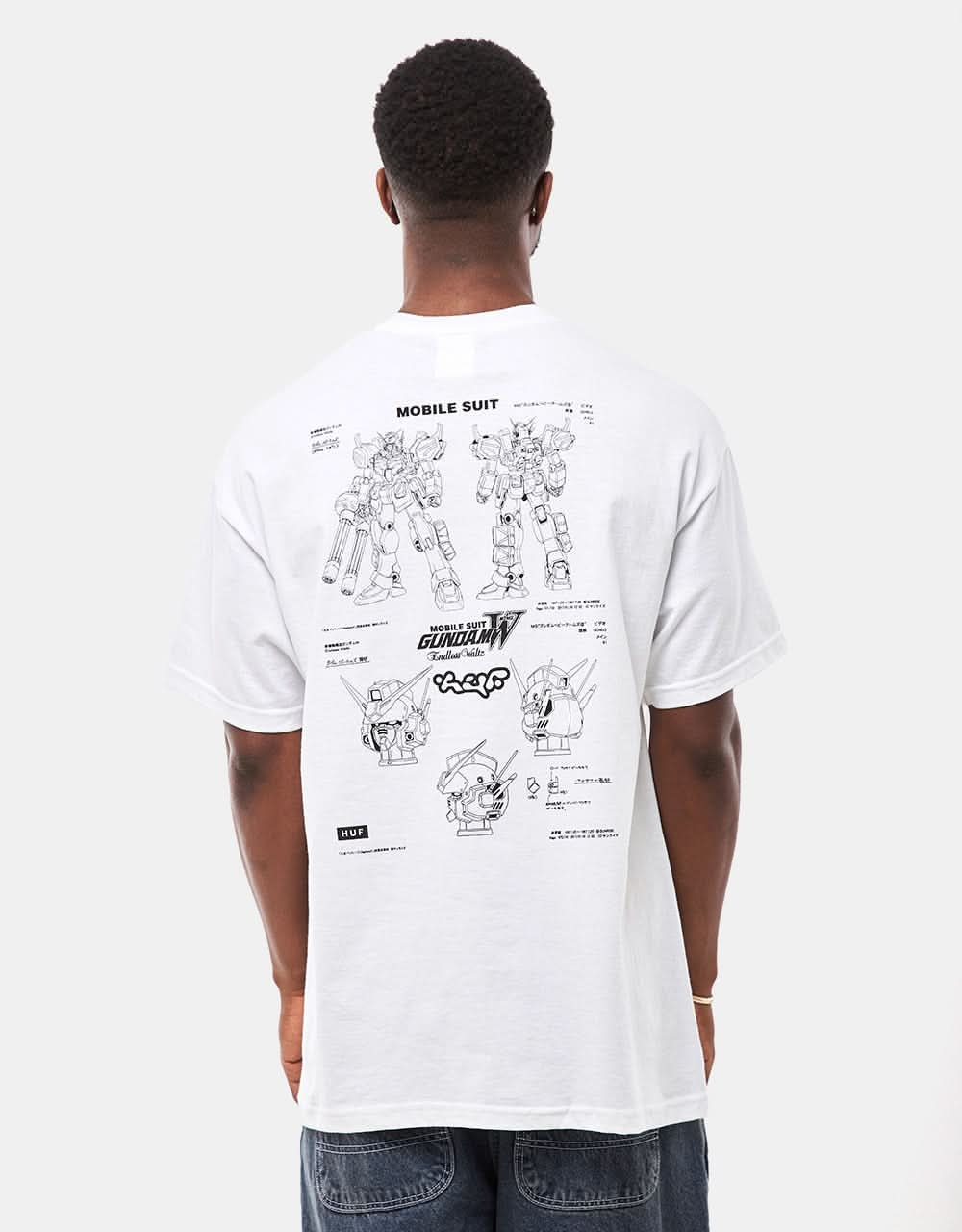 HUF x Gundam Wing Heavy Arms Schematics T-Shirt - White