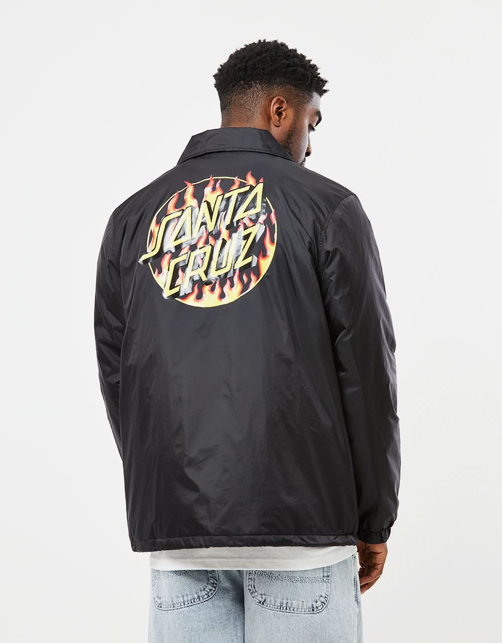 Santa Cruz x Thrasher Flame Dot Coach Jacket - Black