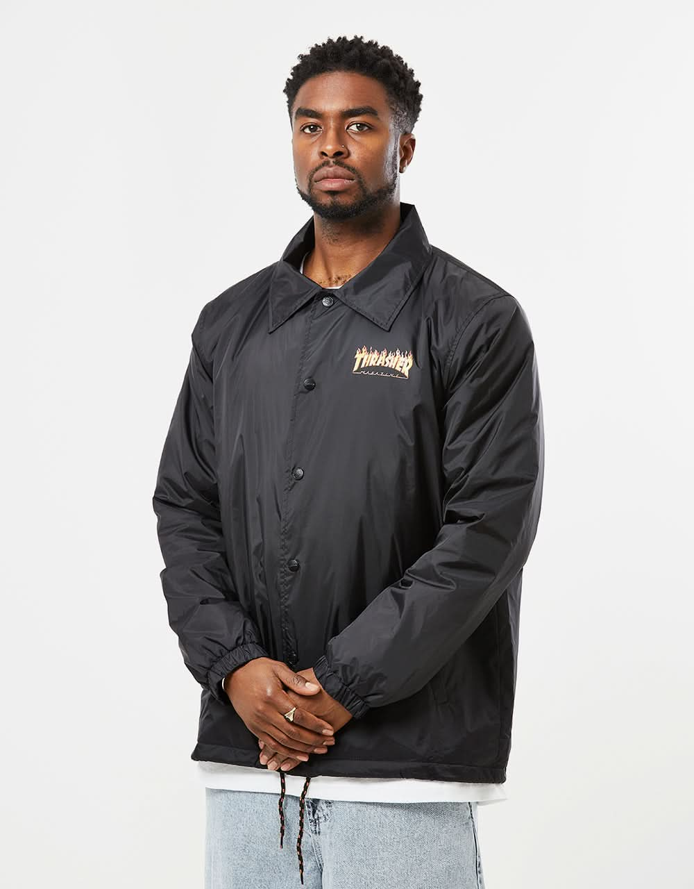 Santa Cruz x Thrasher Flame Dot Coach Jacket - Black