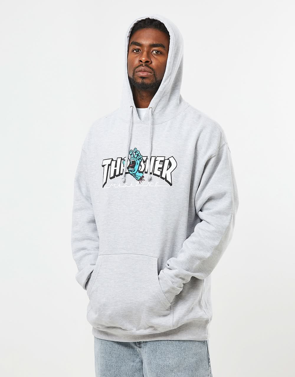 Santa Cruz x Thrasher Screaming Logo Pullover Hoodie - Grey Heather