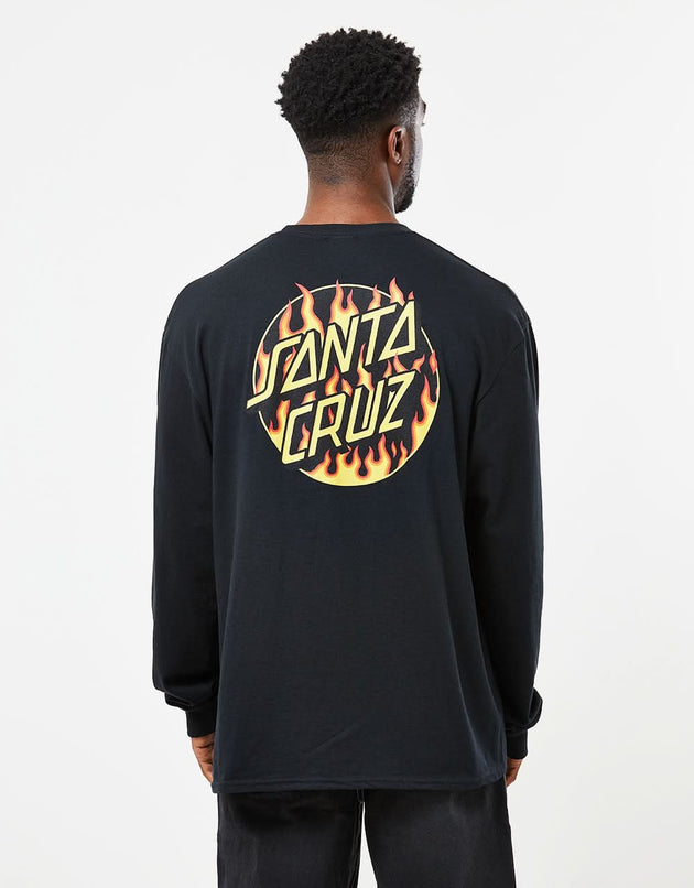 T-Shirt Manches Longues Santa Cruz x Thrasher Flame Dot - Noir