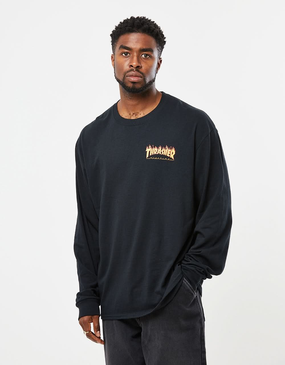 Santa Cruz x Thrasher Flame Dot L/S T-Shirt - Black