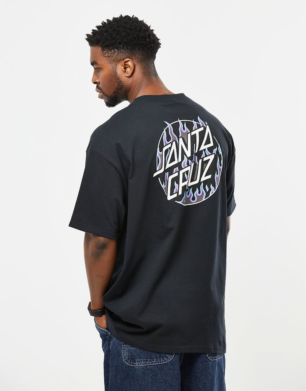 T-shirt Santa Cruz x Thrasher Flame Dot - Noir