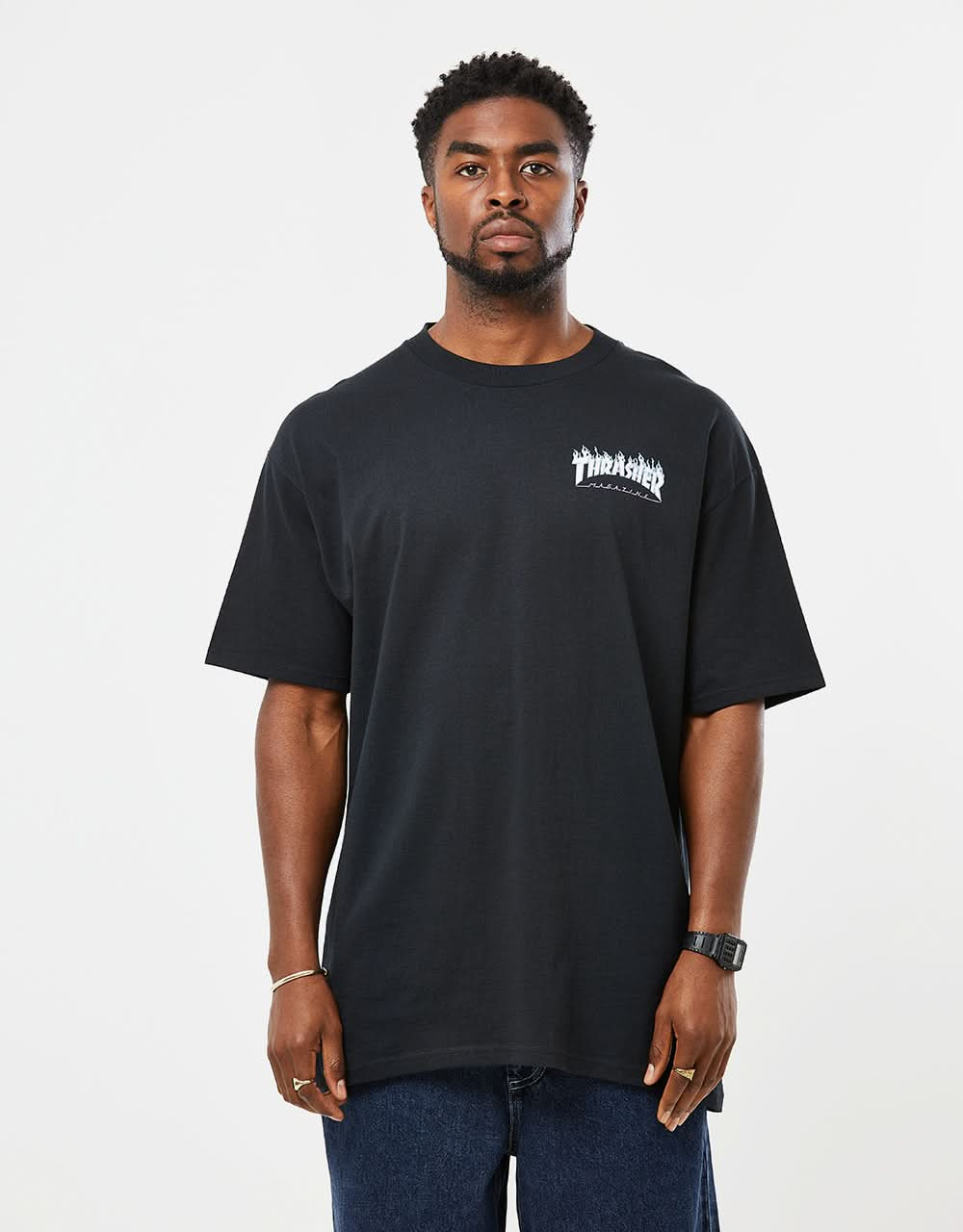 Santa Cruz x Thrasher Flame Dot T-Shirt – Schwarz