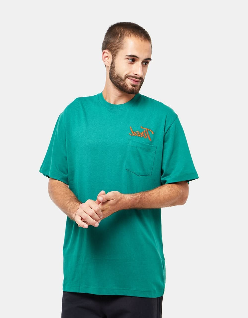 Tired Workstation Organic Pocket T-Shirt - Dark Green