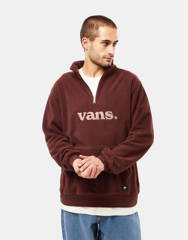 Vans Lowered Loose Polar Fleece Quarter Zip - Bitter Chocolate