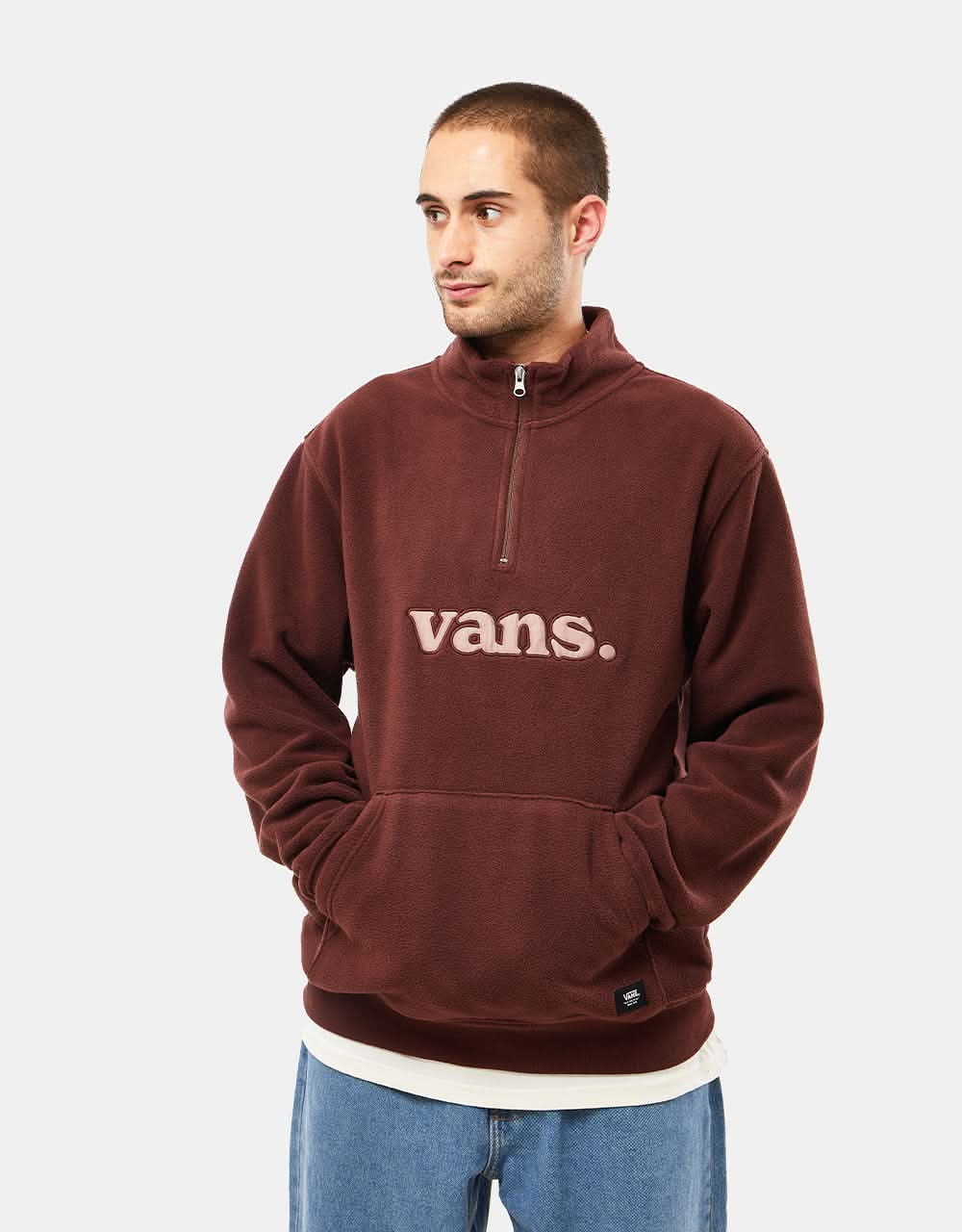 Vans Lowered Loose Polar Fleece Quarter Zip - Bitter Chocolate