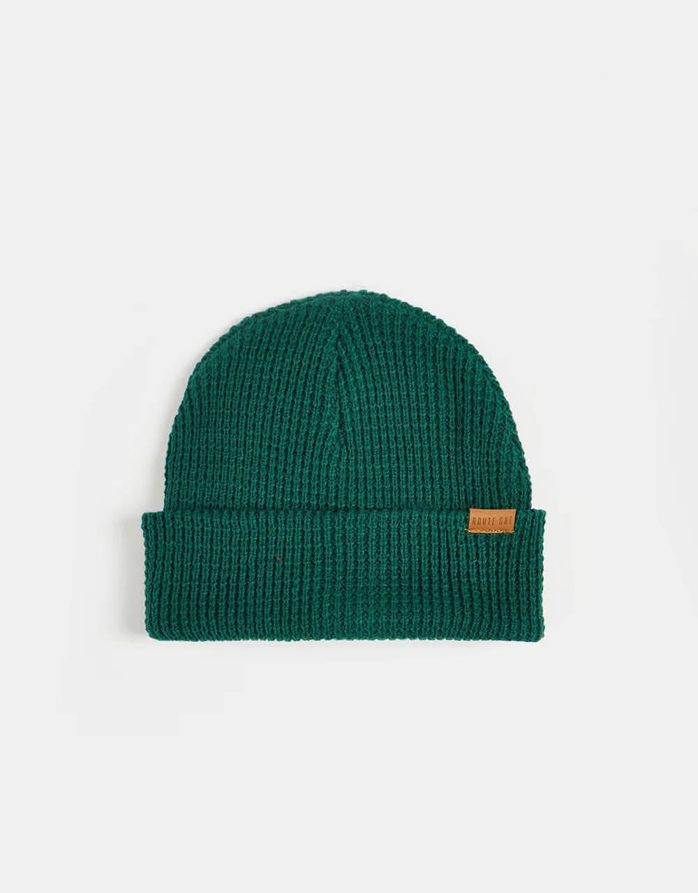 Route One Recycled Waffle Fisherman Beanie - Forest Green