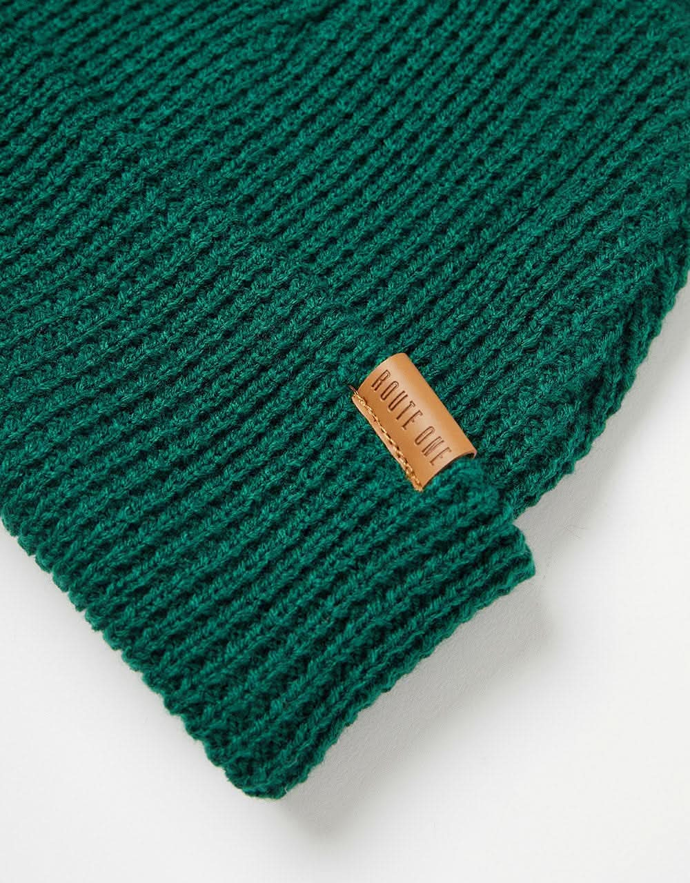 Route One Recycled Waffle Fisherman Beanie - Forest Green