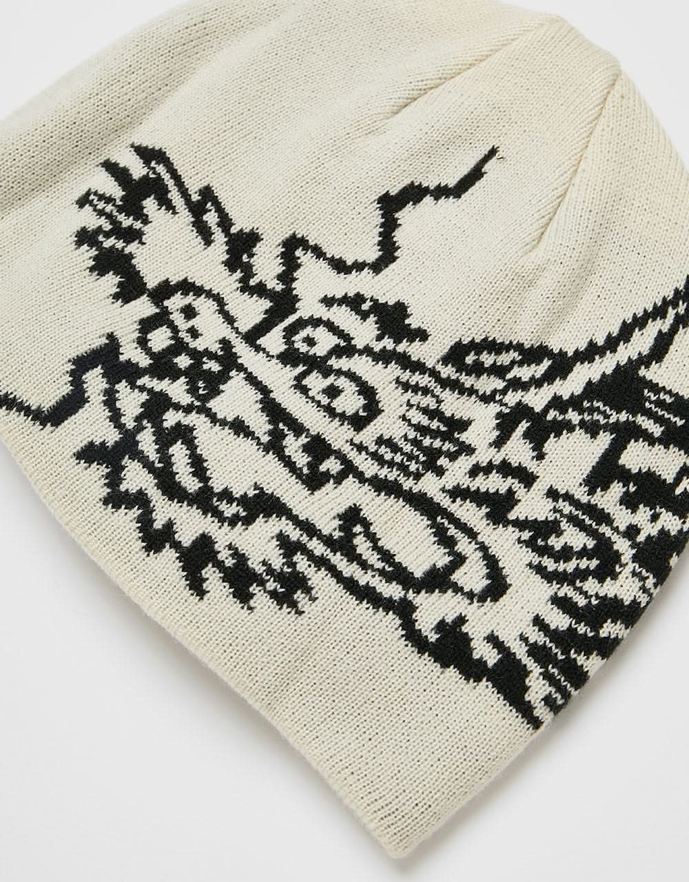 Route One Dragon Cuffless Beanie - Angora/Black