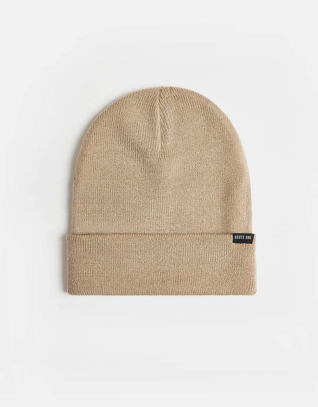 Route One Recycled NY Cuff Beanie - Desert Taupe