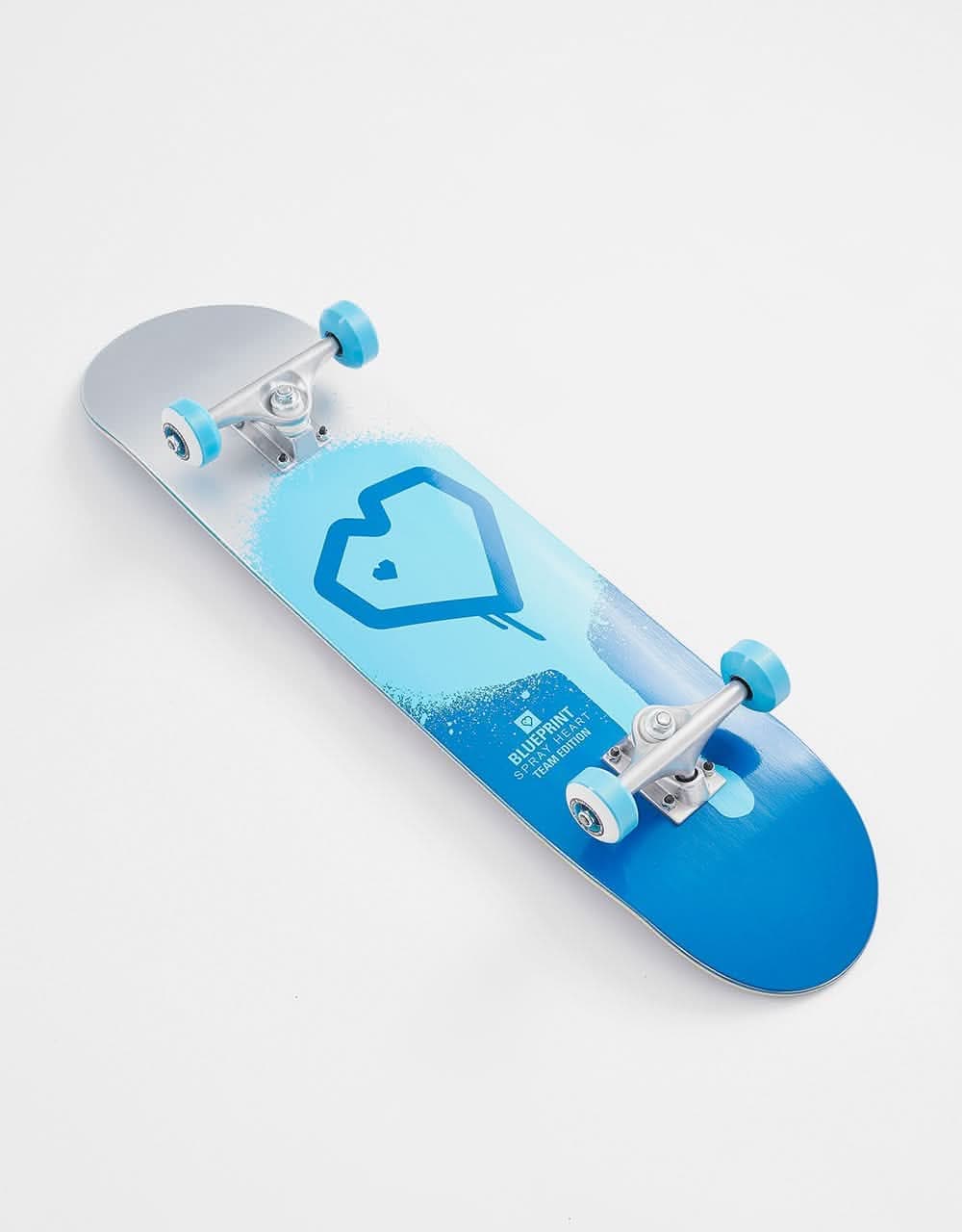 Blueprint Spray Heart Silver/Blue Complete Skateboard - 7.75"