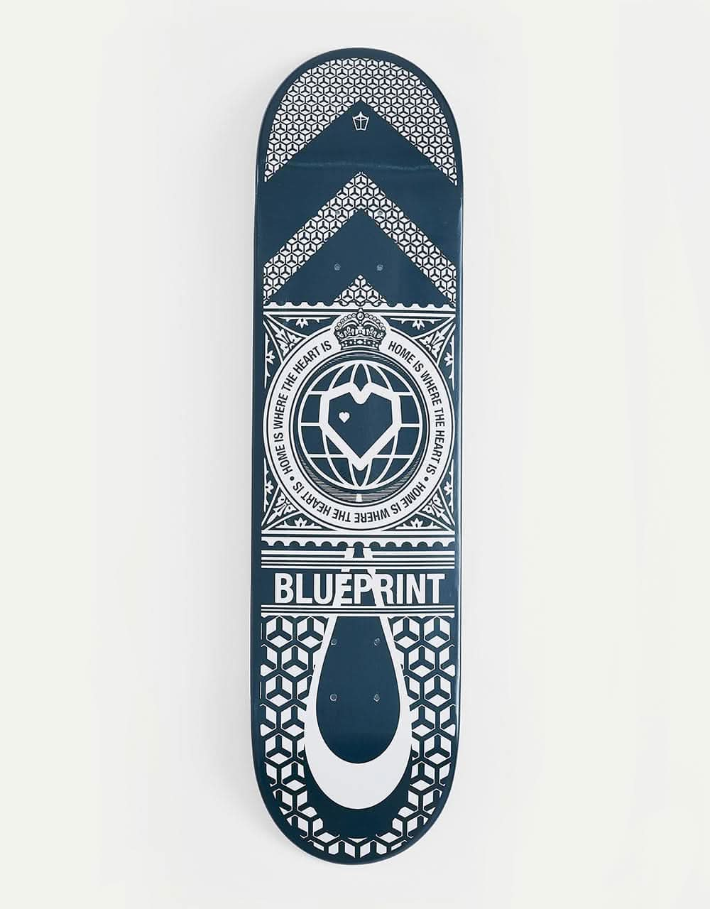 Blueprint Home Heart Navy/Silver Skateboard Deck - 8"