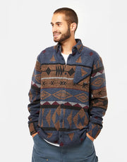 Route One Navajo Heavyweight Flannel Shirt - Imperial Blue/Brown