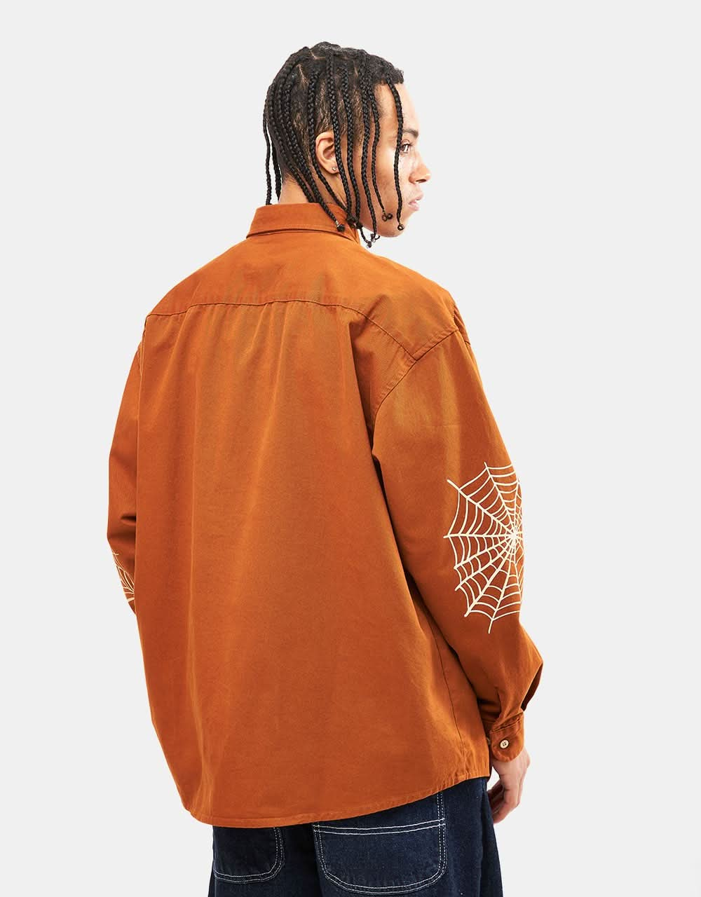 Route One Guarino Long Sleeve Shirt - Spiderweb/Brown