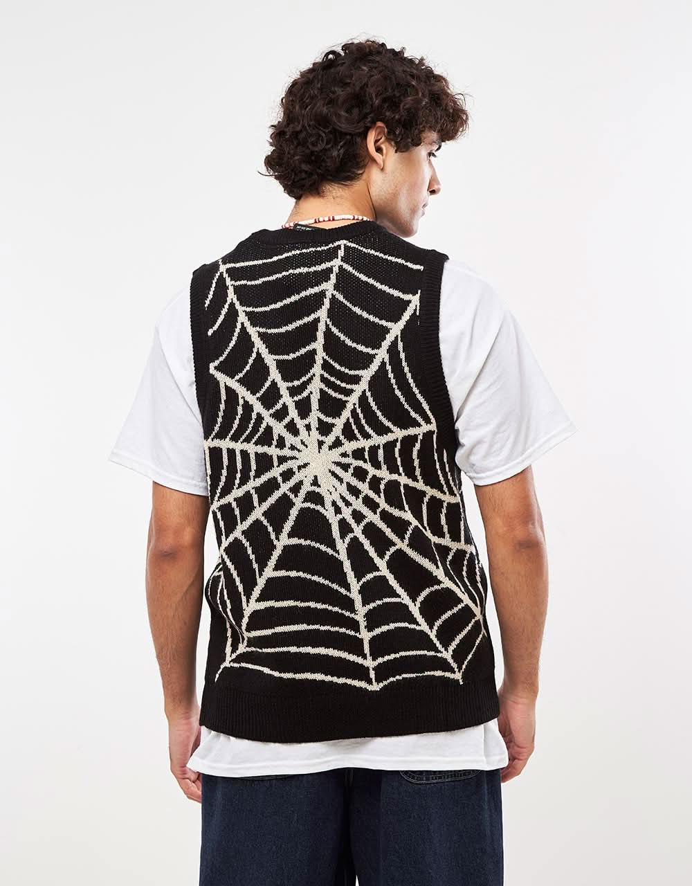 Route One Spiderweb Strickweste – Schwarz