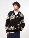 Route One Dragon Knitted Cardigan - Black