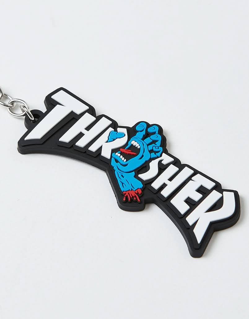 Santa Cruz x Thrasher Screaming Logo Keychain - Black/Blue