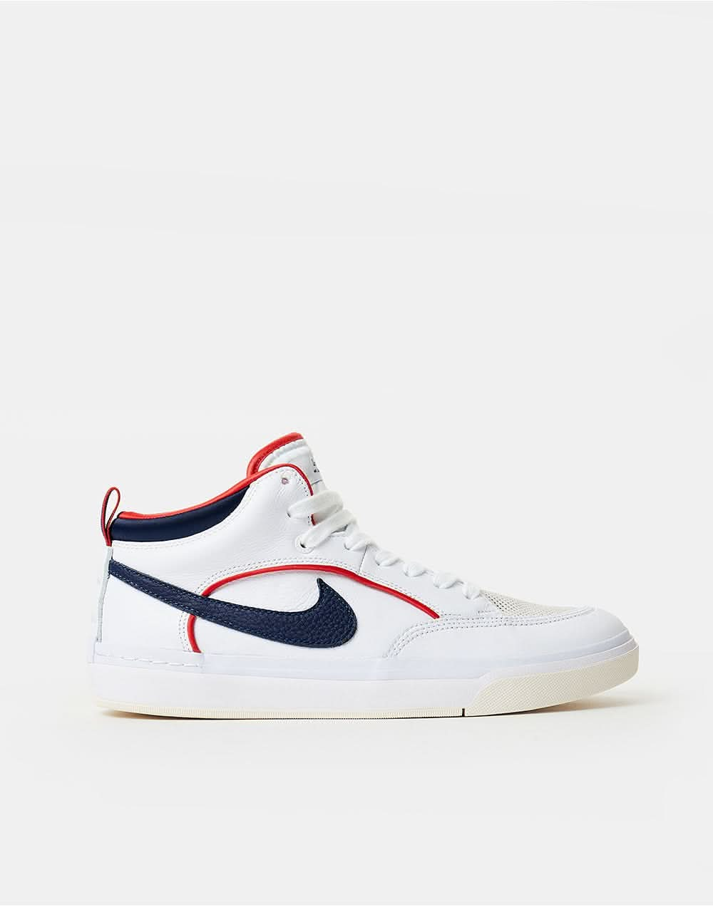 Nike SB React Leo Premium Skate Shoes - White/Midnight Navy