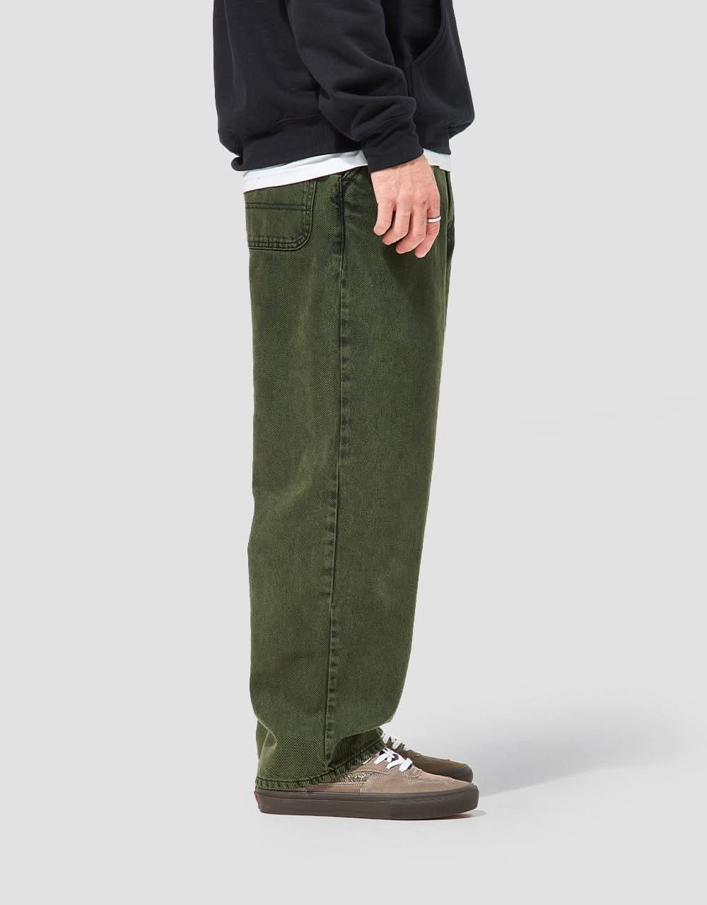 Route One Super Baggy Denim Jeans - Leaf Green