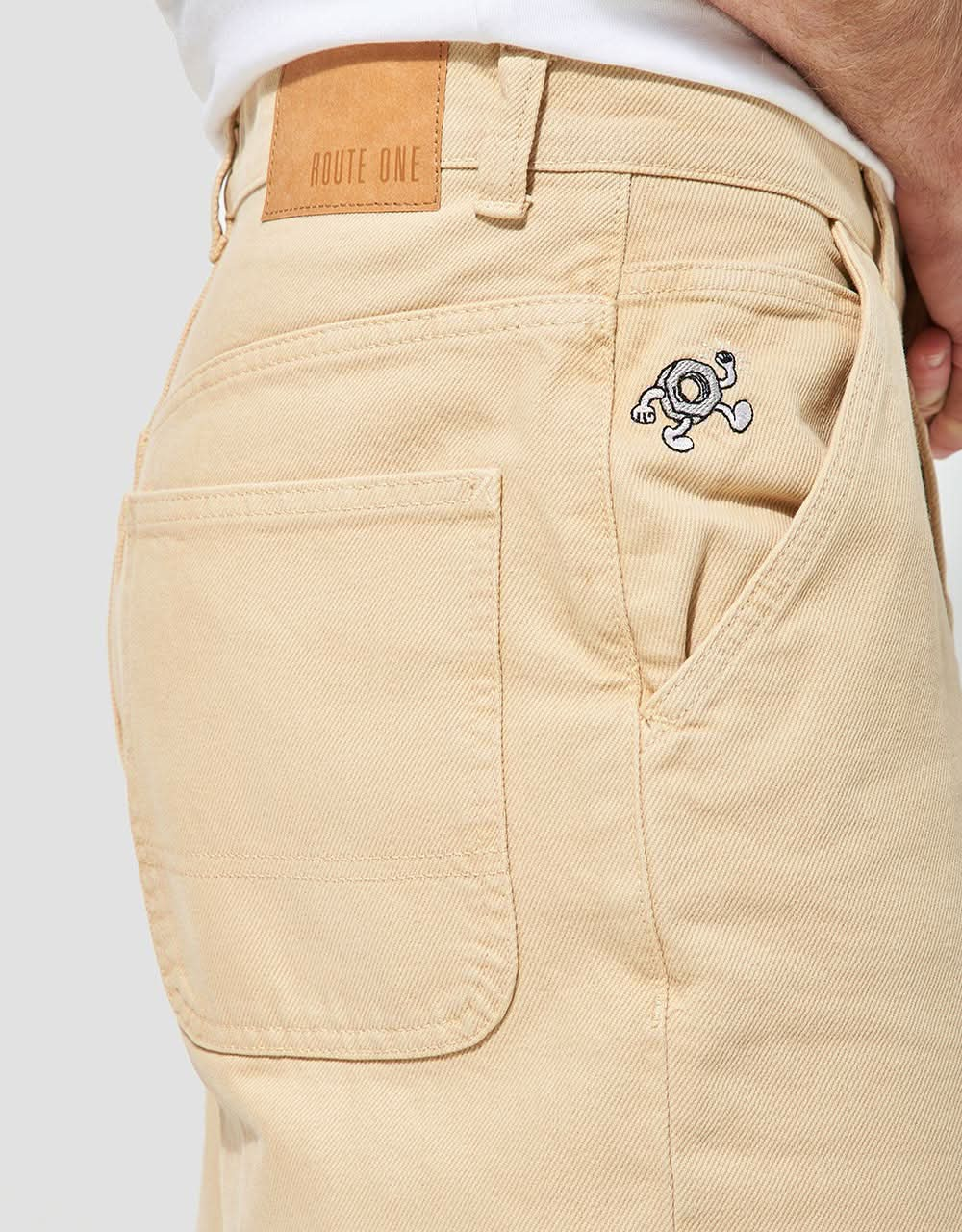 Route One Super Baggy Denim Jeans - Sand