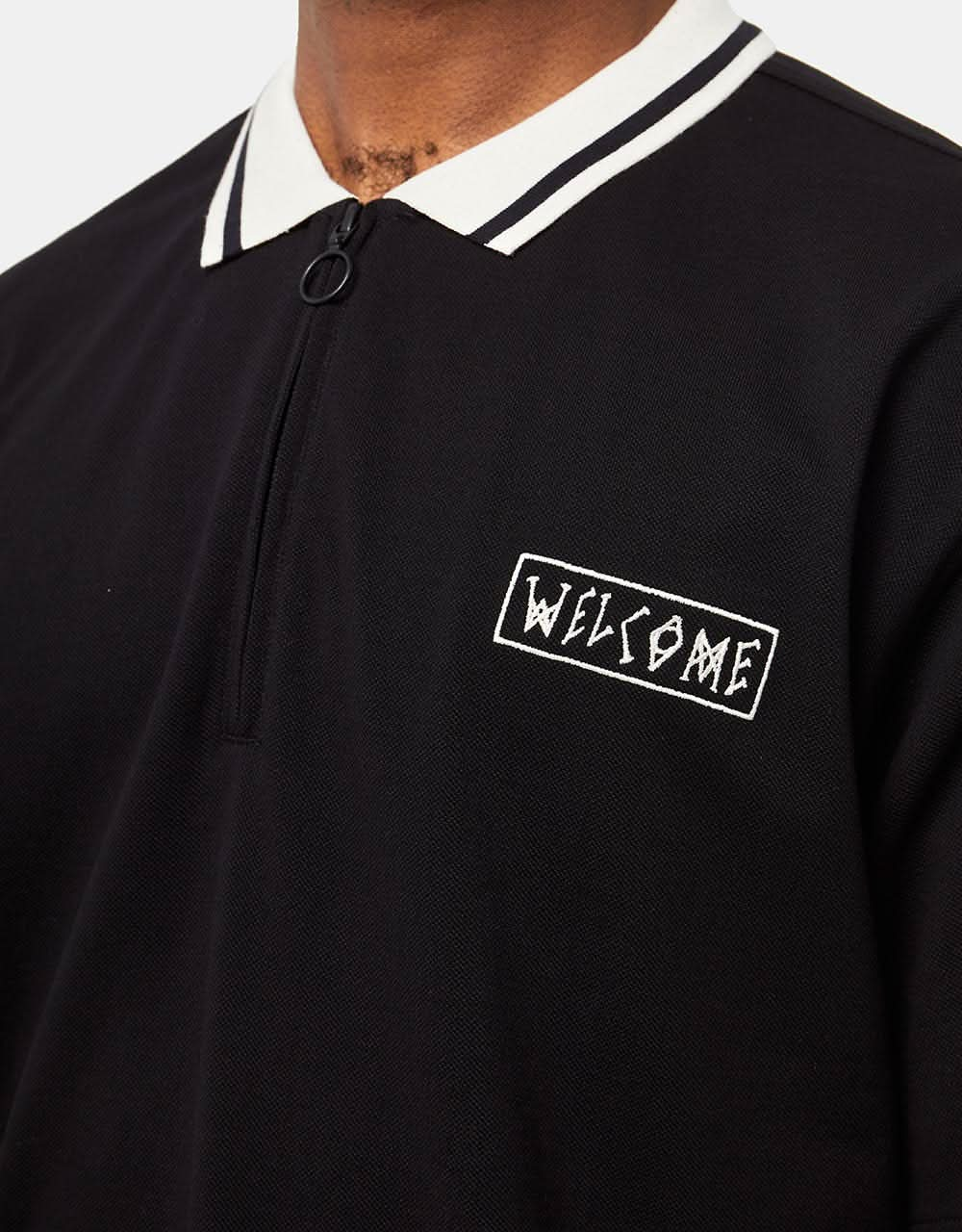 Welcome Parliament Pique Zip Polo - Black