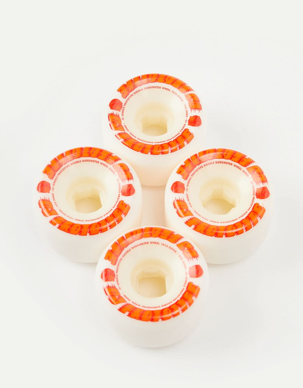 OJ Double Duro Mini Combo 101/95a Skateboard Wheels - White/White-Orange