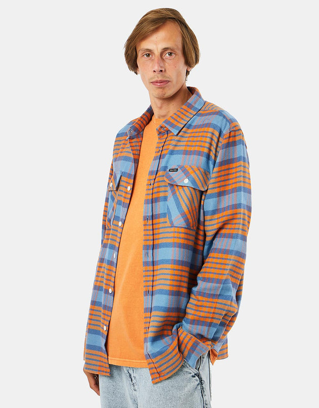 Brixton Bowery L/S Flannel Shirt - Blue Heaven/Paradise Orange