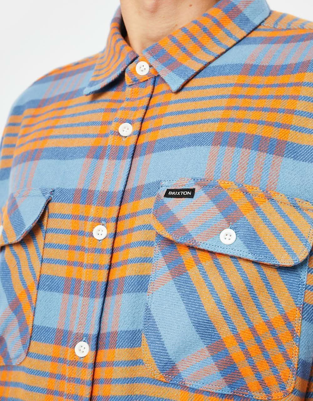 Brixton Bowery L/S Flannel Shirt - Blue Heaven/Paradise Orange