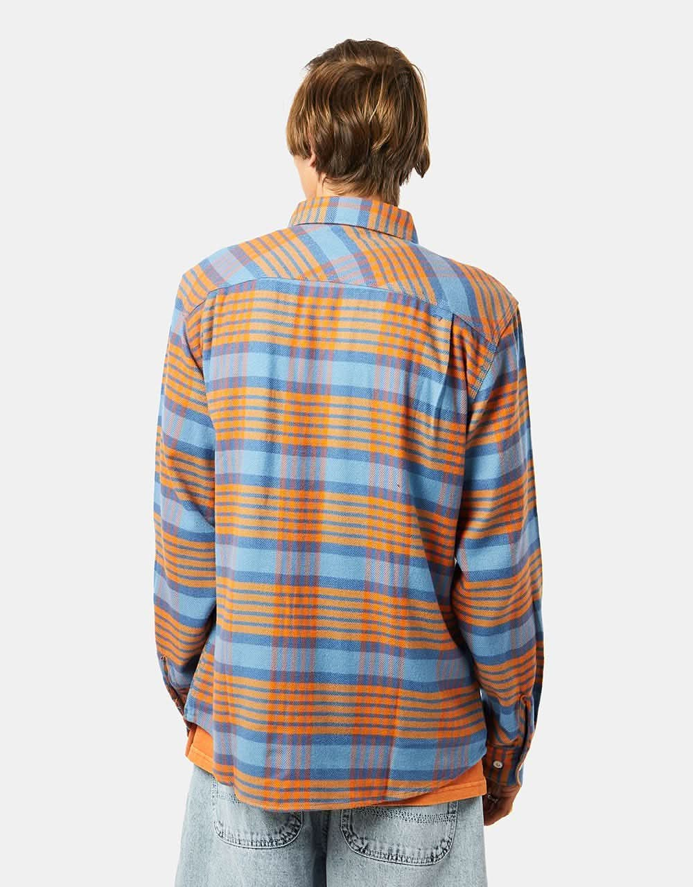 Brixton Bowery L/S Flannel Shirt - Blue Heaven/Paradise Orange