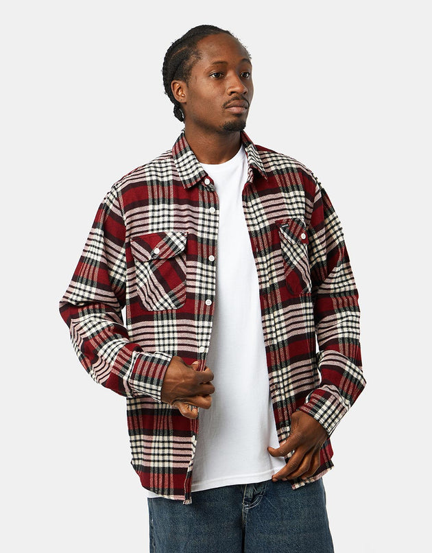 Brixton Bowery L/S Flanellhemd – Island Berry/Whitecap/Schwarz