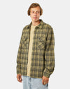 Brixton Bowery Heavy Weight L/S Flannel Shirt - Military Olive/Black