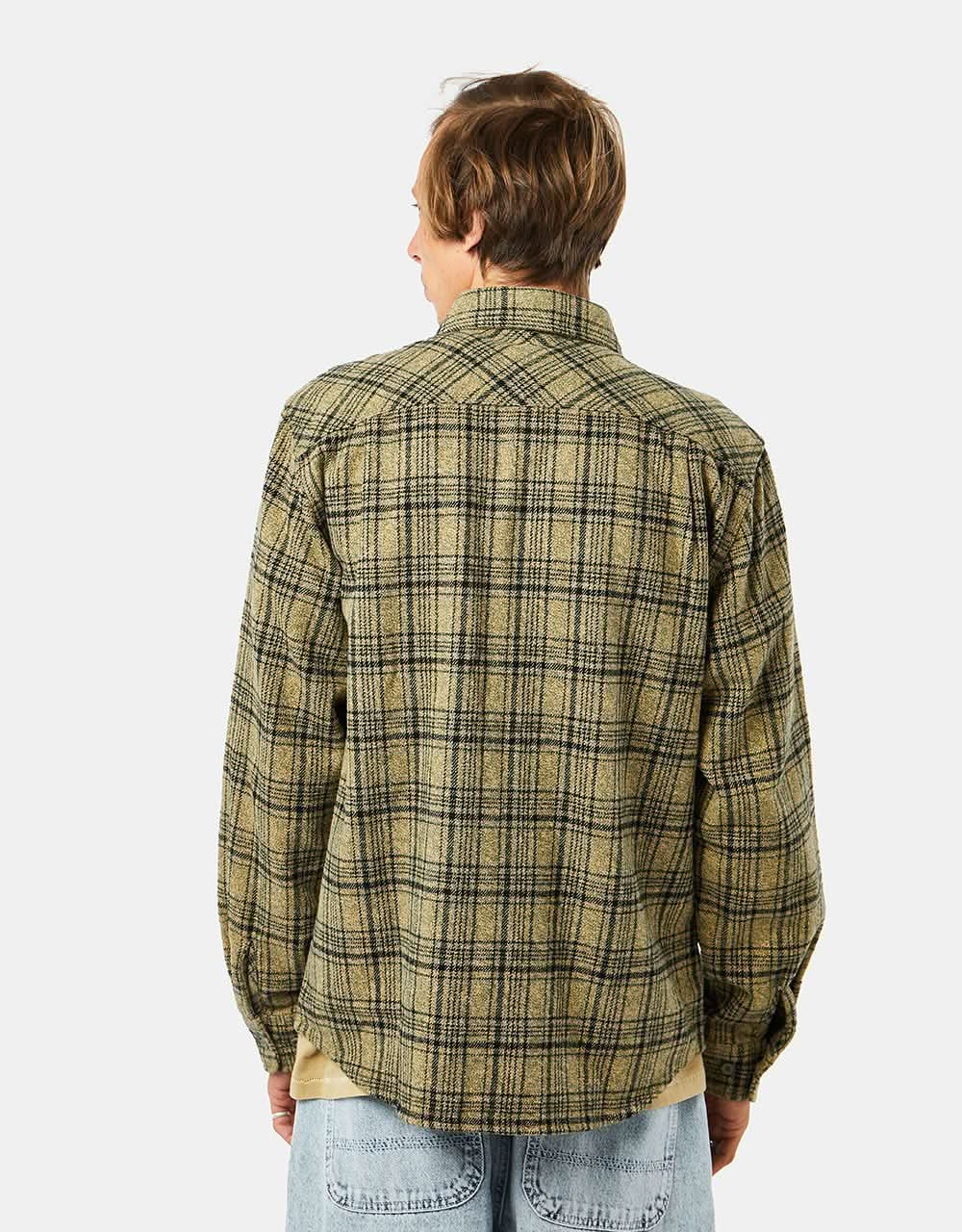 Brixton Bowery Heavy Weight L/S Flannel Shirt - Military Olive/Black