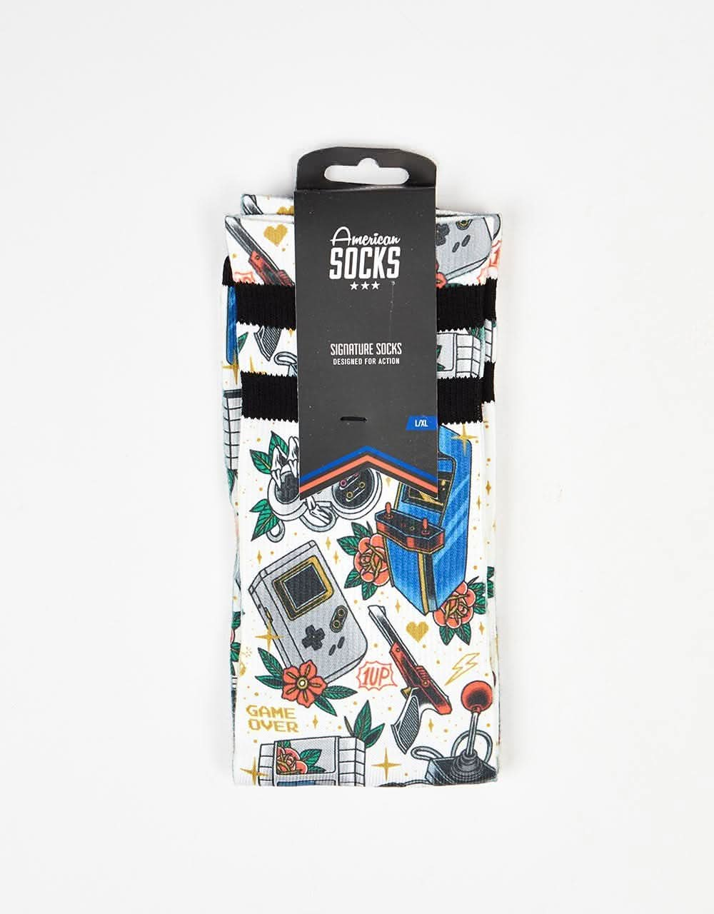 American Socks Game Over Socks - White