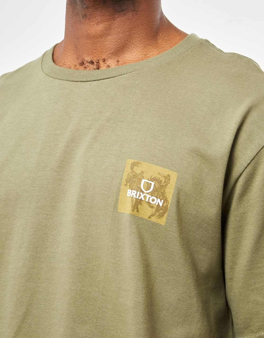 Brixton Alpha Square Standard Fit T-Shirt - Olive Surplus/Antelope/Off White