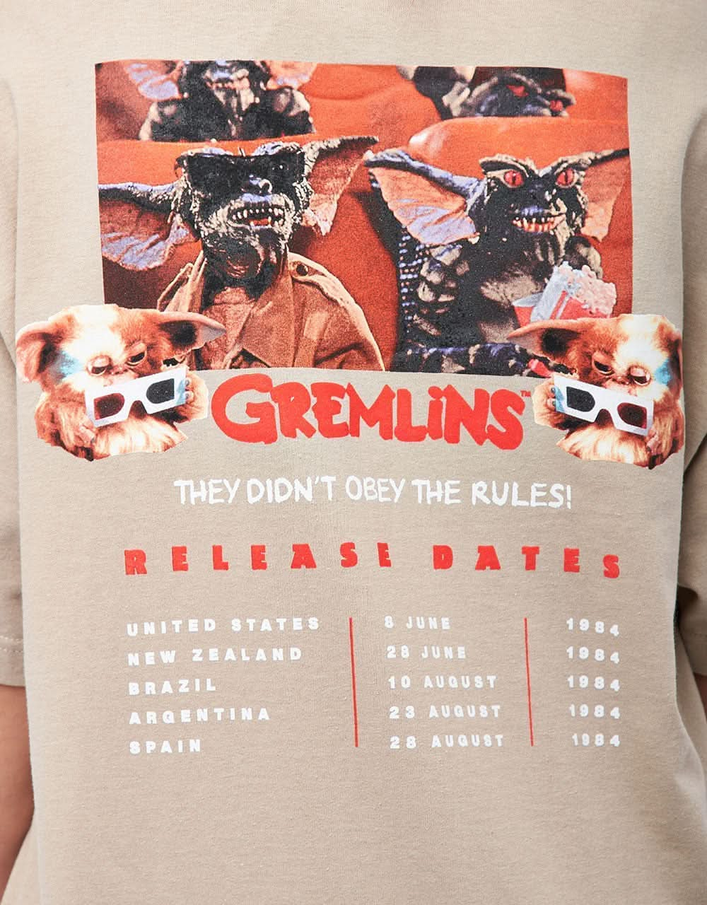 Color Bars x Gremlins Coming Soon T-Shirt - Sand