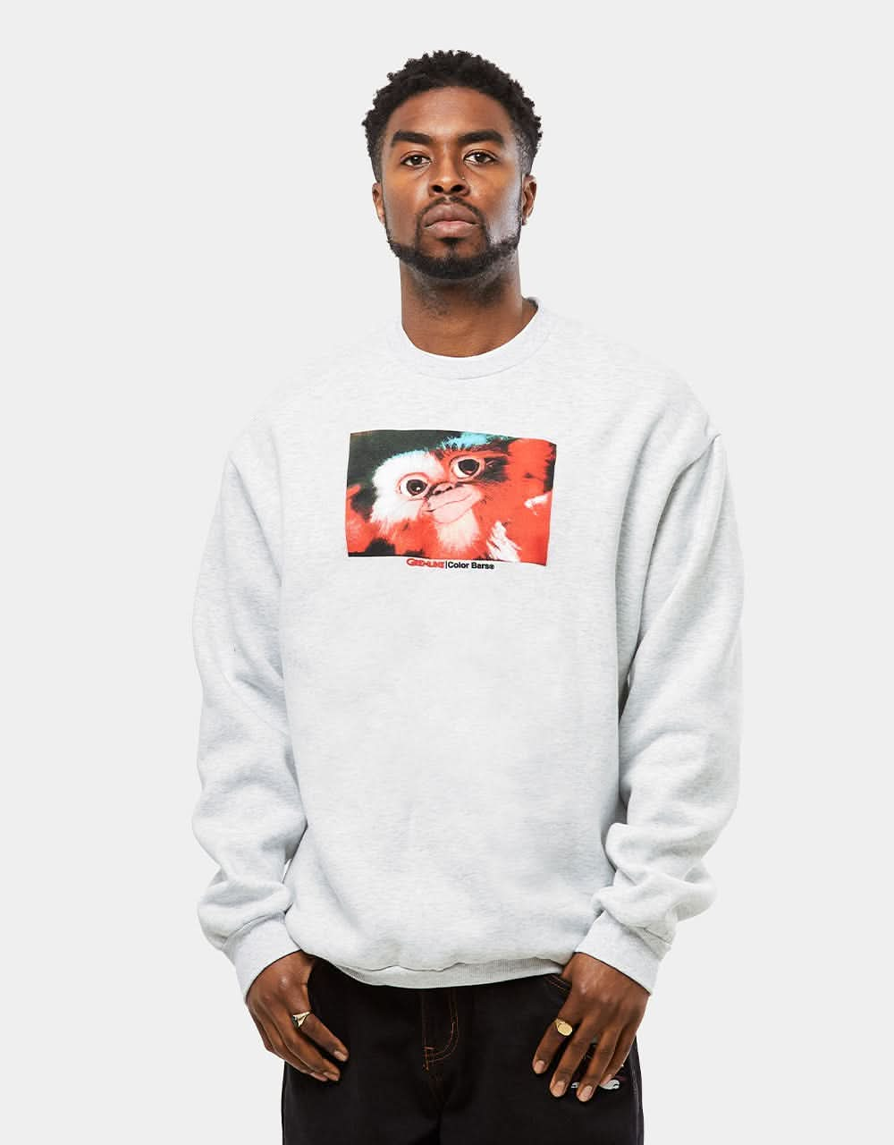 Color Bars x Gremlins Coming Soon Crewneck - Ash Grey