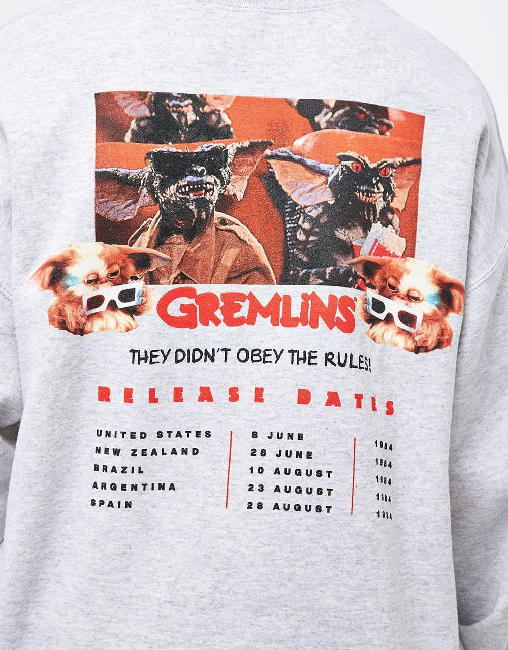 Color Bars x Gremlins Coming Soon Crewneck - Ash Grey