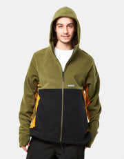 Volcom Polar Fleece con capucha y cremallera completa - Militar