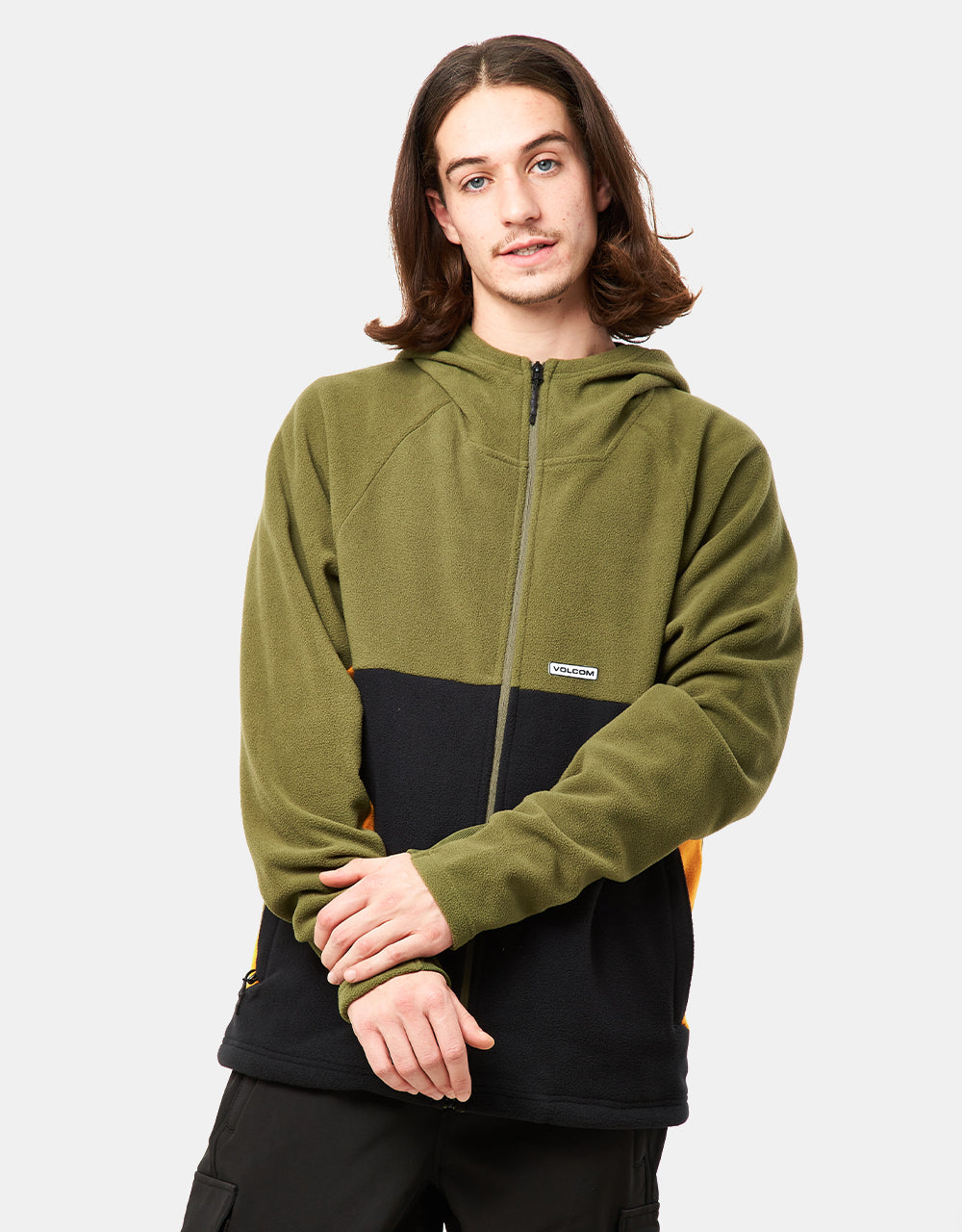 Volcom Polar Fleece s kapucí na celý zip – vojenský