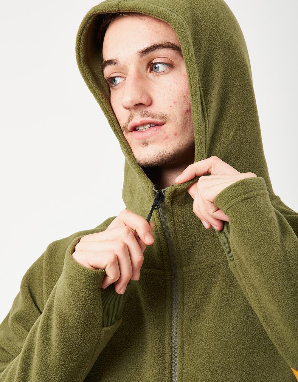 Volcom Polar Fleece s kapucí na celý zip – vojenský