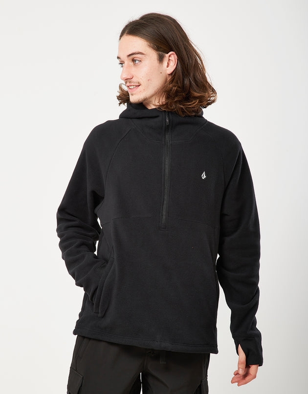 Volcom Polar Fleece s kapucí 1/2 zip – černá