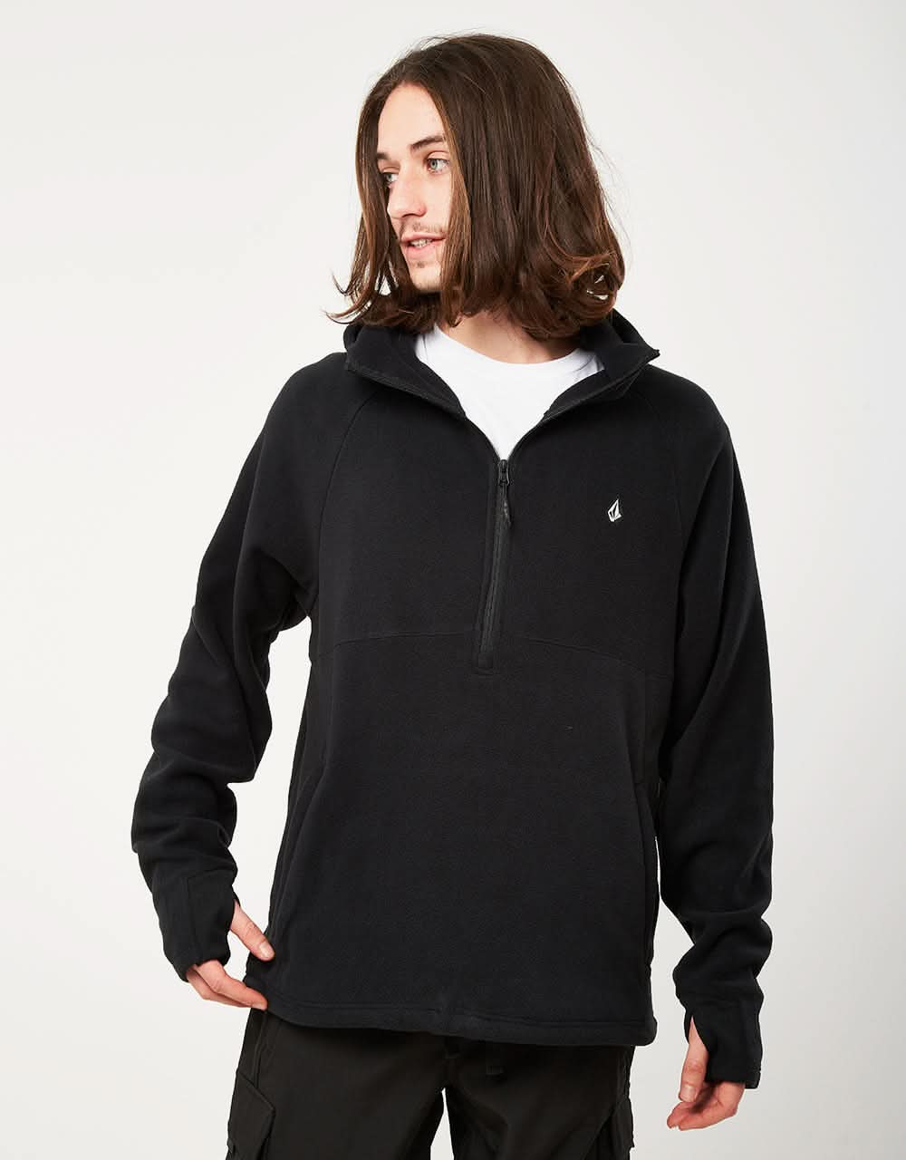 Volcom Polar Fleece Hooded 1/2 Zip - Black