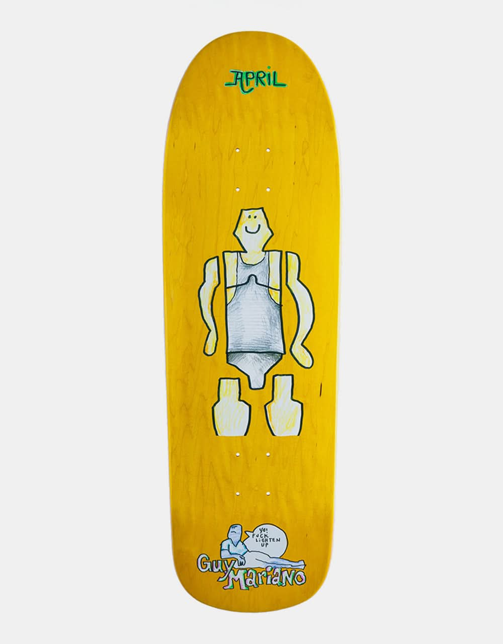 April Guy by Gonz Skateboard-Deck „90s Shape“, Gelb, 9,6 Zoll