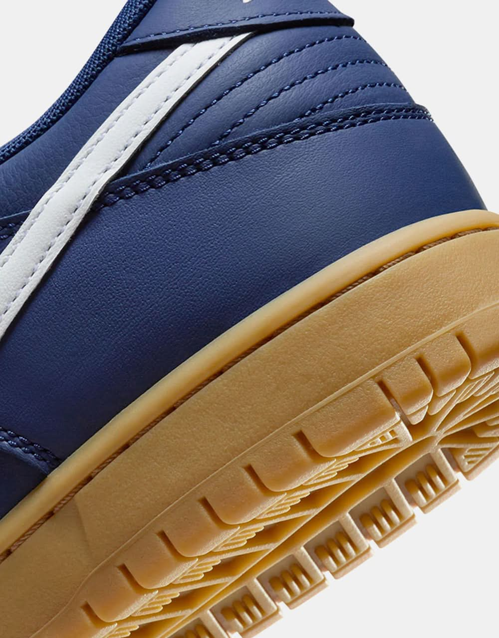 Nike SB Dunk Low Pro ISO Skate Shoes - Navy/White-Navy-Gum Lt Brown-Midnight Navy-Safety Orange