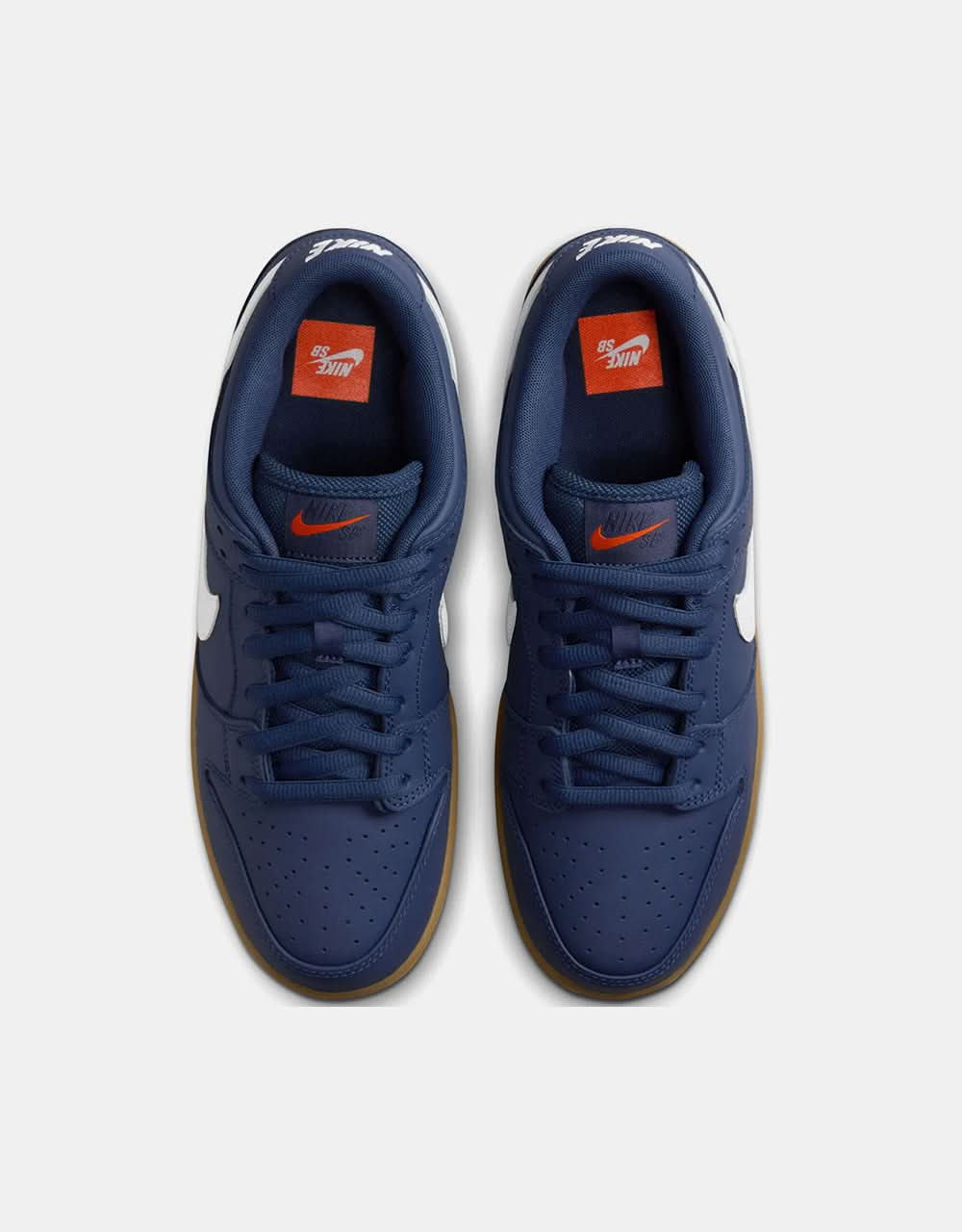 Nike SB Dunk Low Pro ISO Skateschuhe – Marineblau/Weiß-Marineblau-Gummibraun-Midnight Navy-Sicherheitsorange