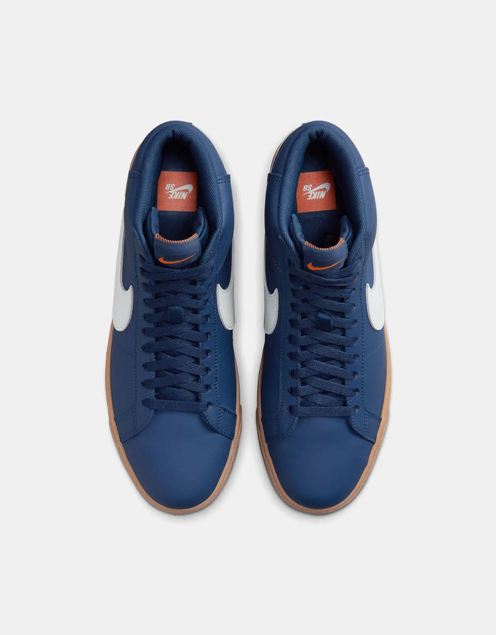 Nike SB Zoom Blazer Mid ISO Skateschuhe – Marineblau/Weiß-Marineblau-Gummibraun-Midnight Navy-Sicherheitsorange