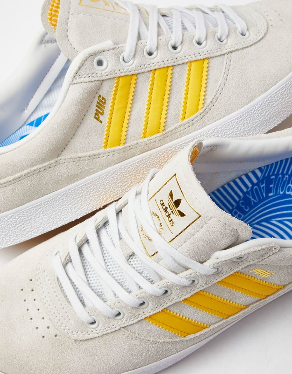 adidas Puig Indoor Skate Shoes - Crystal White/Bold Gold/White