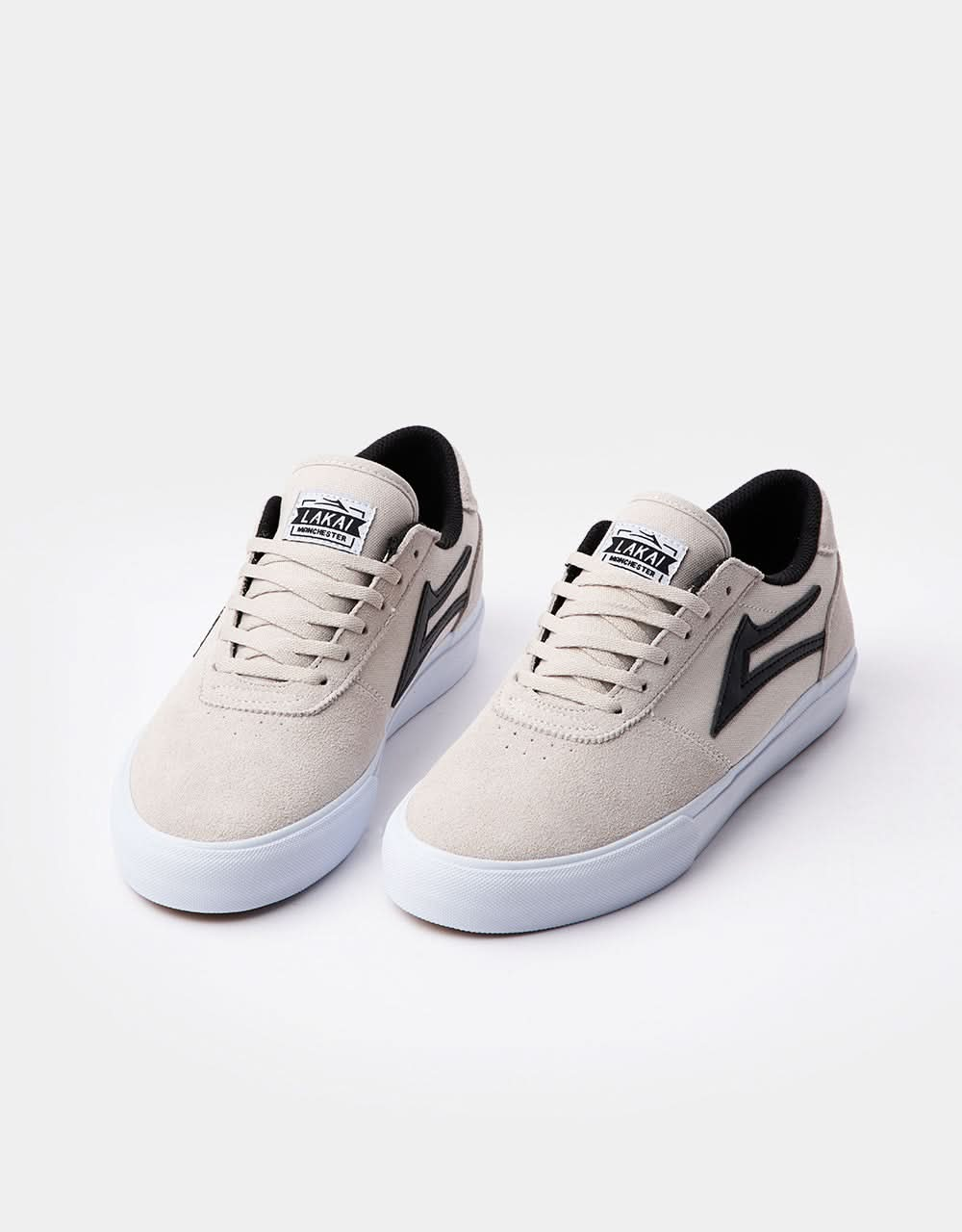 Lakai Manchester Skate Shoes - White/Black Suede